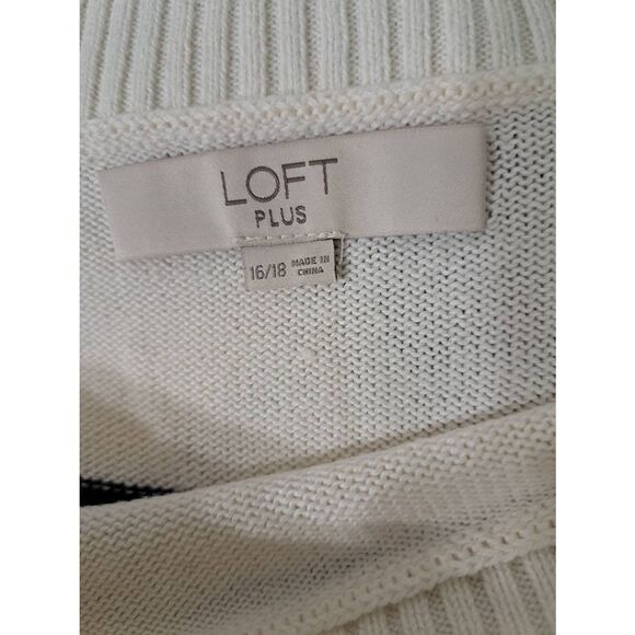 Ann Taylor loft womens 2xl boat neck stripe sweater slouchy red green cream - Picture 5 of 8